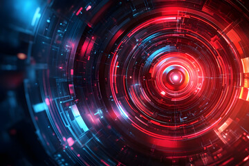 Obraz premium Abstract Tech Circles Glow Red Blue