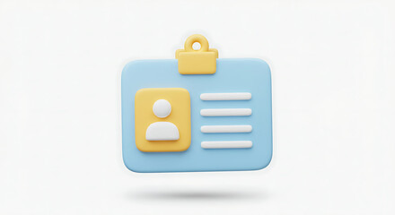 Stylized 3D Rendering of Identification Card Badge on a Clean Background