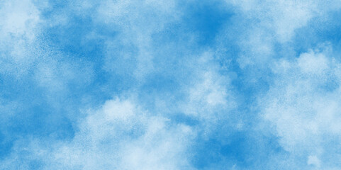 Blue watercolor sky with clouds. Brush strokes on white paper background. Watercolor splash template. Sky nature landscape background. Blue watercolor splash stroke of cloudy sky.	
