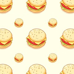 Playful hamburger pattern with cream background