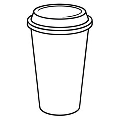 Black outline of a disposable coffee cup with a coffee bean symbol