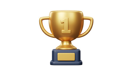 Golden trophy with number one symbolizing victory and achievement reward