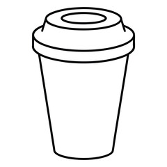 Black outline of a disposable coffee cup with a coffee bean symbol
