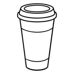 Black outline of a disposable coffee cup with a coffee bean symbol