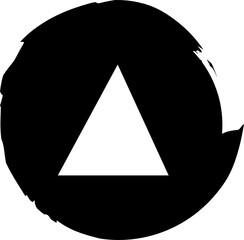 Triangle with round brush frame, stamp, seal, ink design