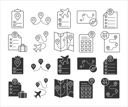 itinerary icon vector set