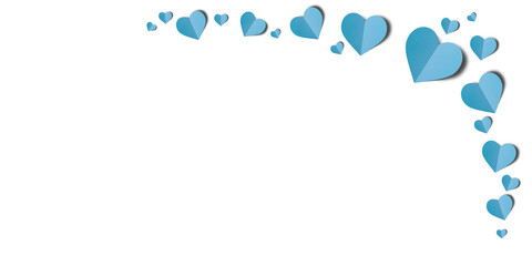 Light blue paper hearts isolated on transparent background. Valentine's day.