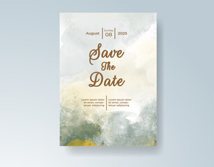 Wedding invitation with abstract splash watercolor