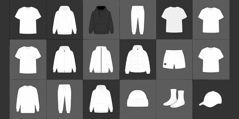 cloths mockup, vector mockup, digital, vector t shirts, vector shirts, silhouette clothing, shirt, clothes, fashion, vector, t-shirt, jacket, dress, illustration, set, wear, design, polo, coat, men, t