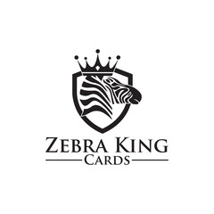Zebra King logo features a bold, majestic zebra head crowned like royalty, symbolizing power, elegance, and uniqueness—perfect for modern brands seeking a strong identity.