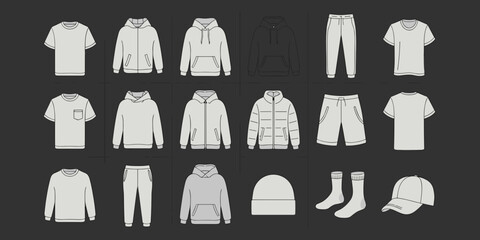 cloths mockup, vector mockup, digital, vector t shirts, vector shirts, silhouette clothing, shirt, clothes, fashion, vector, t-shirt, jacket, dress, illustration, set, wear, design, polo, coat, men, t