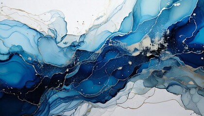 青と白の銀色のアクセントのアルコールインク