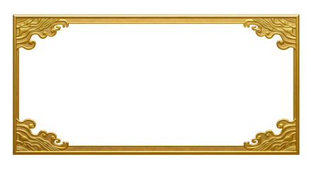 Sleek horizontal gold frame with thin border and subtle asian-inspired engravings in gold foil – vintage oriental meets modern minimalism