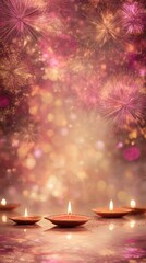 Banner design for diwali festival and podium,Diwali light decoration candle with fireworks,Stage,Product display Showcase design sparkle background,Deepavali,Dipavali,3D podium illustration.