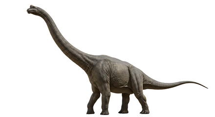 Obraz premium Majestic brachiosaurus: a herbivorous dinosaur with a long neck walks slowly