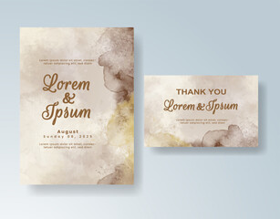 Wedding invitation with abstract splash watercolor