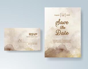 Wedding invitation with abstract splash watercolor