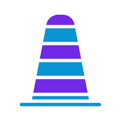 Geometric safety cone illustration with horizontal stripes for caution