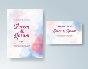 Wedding invitation with abstract splash watercolor