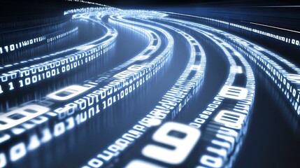 Fototapeta premium Abstract representation of flowing binary code streams, symbolizing data transfer and digital communication