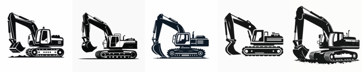 Naklejka premium Vector of an excavator silhouette.