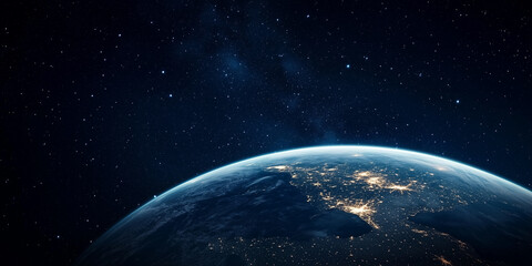 Obraz premium Earth�s horizon against star-filled sky