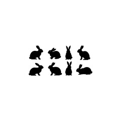 set of rabbit silhouettes 