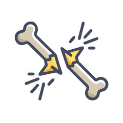 Cracked Bone Injury Icon – Fracture and Orthopedic Symbol for Medical and Health Use