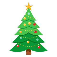 Christmas green tree illustration, christmas tree vector illustration, Tree vector art, christmas tree silhouette, Christmas vector icon, eps
