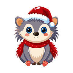 cute hedgehog wearing orange hat and scarf, resembling snowman
