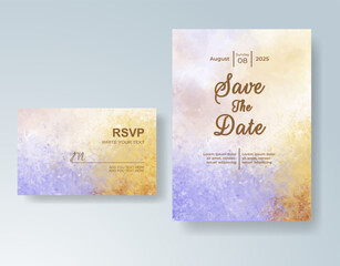 Wedding invitation with abstract splash watercolor