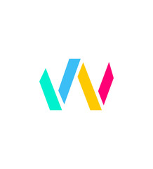 Abstract Colorful Geometric W Letter Logo Design Branding Identity