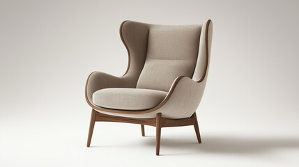 Modern Armchair- High Back Fabric & Wood Design