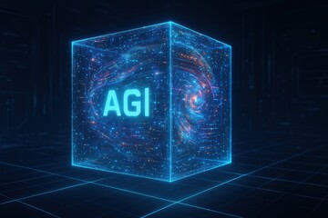 Visualizing agi a holographic cube of artificial general intelligence in a digital realm