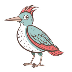 Fototapeta premium Cartoon woodpecker bird in pastel colors