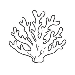 Naklejka premium Coral branch outline illustration in black and white