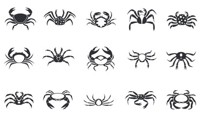 Crab animal set silhouette creative design . vector