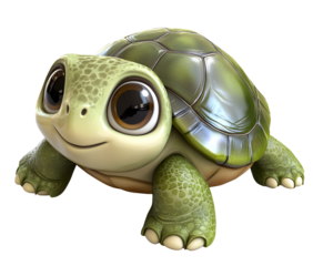 cute cartoon turtle smiling green turtle adorable animal friendly turtle baby turtle art shiny shell turtle png isolated in white