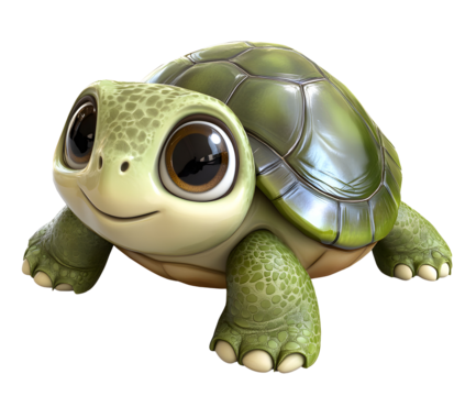 cute cartoon turtle smiling green turtle adorable animal friendly turtle baby turtle art shiny shell turtle png isolated in white