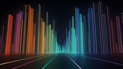 Fototapeta premium Vibrant Abstract Soundwave Visualization with Colorful Bars Representing Audio Frequencies