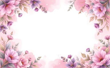 A delicate floral border featuring soft pink and purple flowers against a gentle pastel background