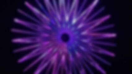 A blurred, abstract background featuring a radial pattern of purple and violet hues emanating from a dark center. The Overall effect is one of movement and energy. 