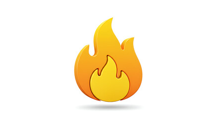 Stylized flame icon with vibrant yellow and orange hues on a clean white background