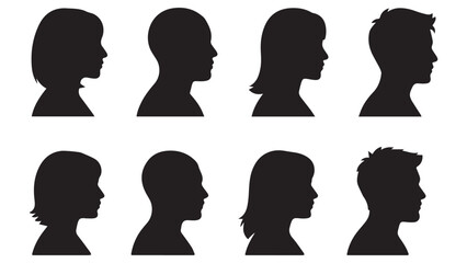 Vector silhouette of a woman's profile head icon