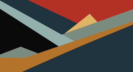 Obraz premium Modern Collage Background Art Illustration. This image features abstract geometric shapes in various colors including red, blue, black, green, and orange. Background art design.