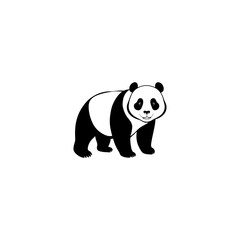 Panda silhouette vector isolated on white background. 