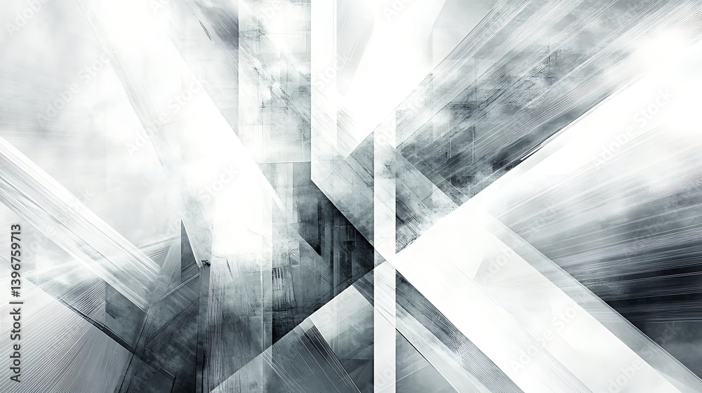 Aufkleber abstract grayscale composition featuring dynamic lines and shapes, creating a sense of movement and 