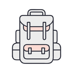 Hiking Backpack with Side Pockets Icon Design