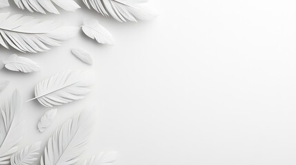 Fototapeta premium Falling white leaves minimalist art indoor decor serene environment aesthetic viewpoint nature concept