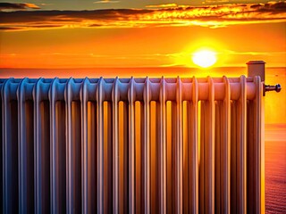 Silhouette Radiator Photography:  Heat, Warmth, Metal, Winter, Home, Cozy, Sunset, Night, Shadow,  Industrial, Abstract, Design, Energy,  Building
